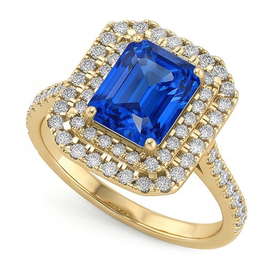 Natural Sapphire Ring 3.50ct - Yellow Gold 14K