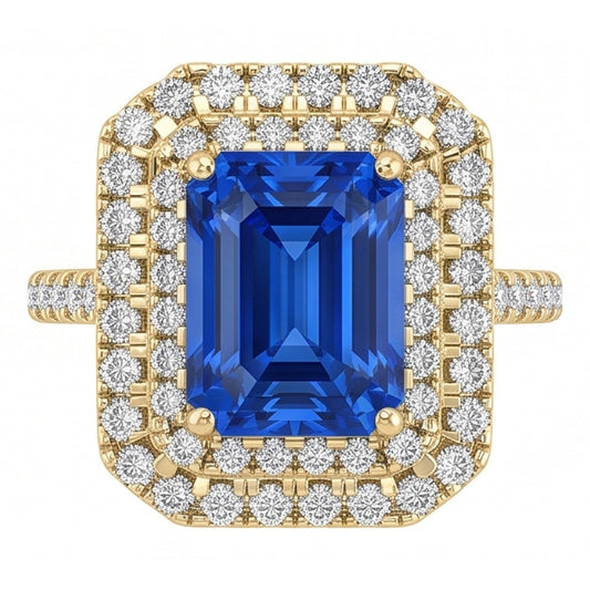 Natural Sapphire Ring 3.50ct - Yellow Gold 14K