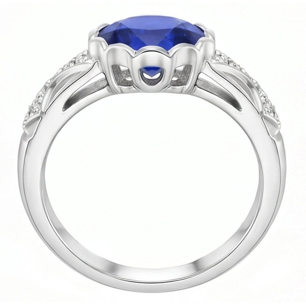 Natural Sapphire Ring 3.75ct - White Gold 14K