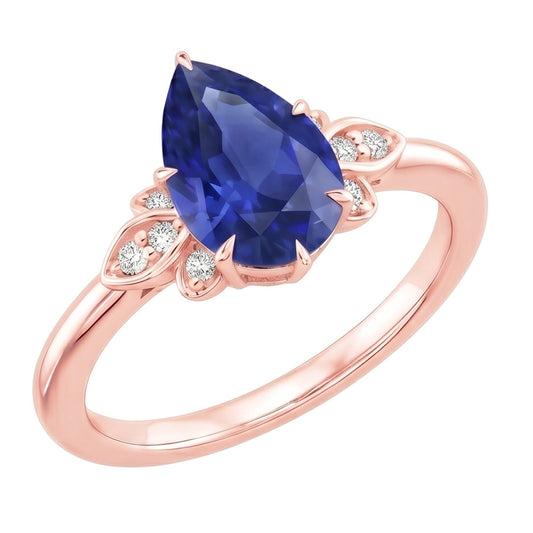 Natural Sapphire Ring 3ct - Rose Gold 14K