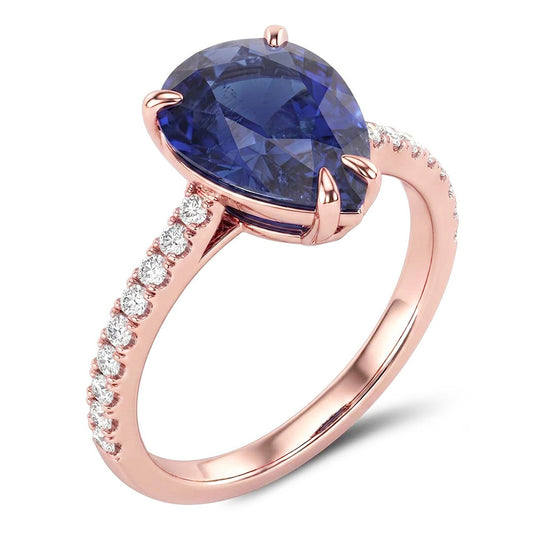 Natural Sapphire Ring 3ct - Rose Gold 14K