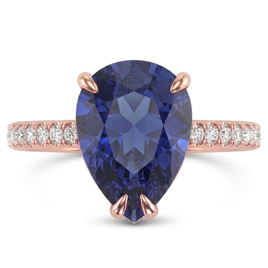 Natural Sapphire Ring 3ct - Rose Gold 14K