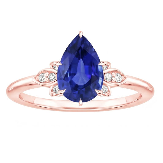 Natural Sapphire Ring 3ct - Rose Gold 14K