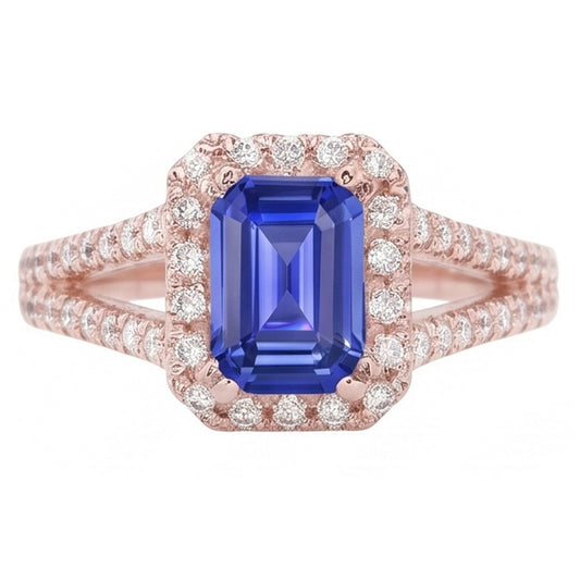 Natural Sapphire Ring 3ct - Rose Gold 14K
