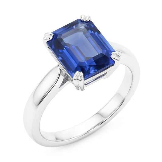 Natural Sapphire Ring 3ct - White Gold 14K