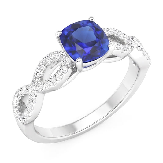 Natural Sapphire Ring 3ct - White Gold 14K