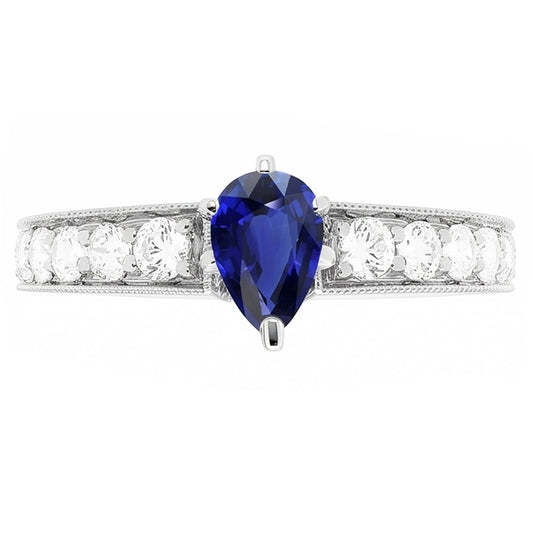 Natural Sapphire Ring 3ct - White Gold 14K