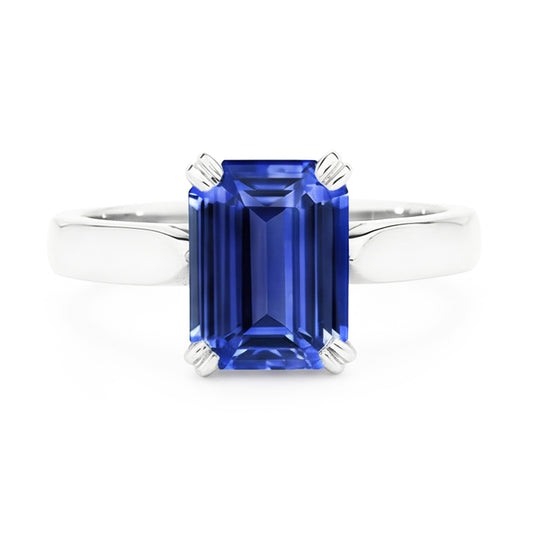 Natural Sapphire Ring 3ct - White Gold 14K