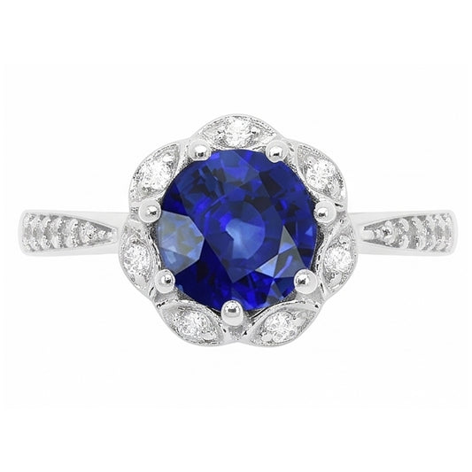 Natural Sapphire Ring 3ct - White Gold 14K