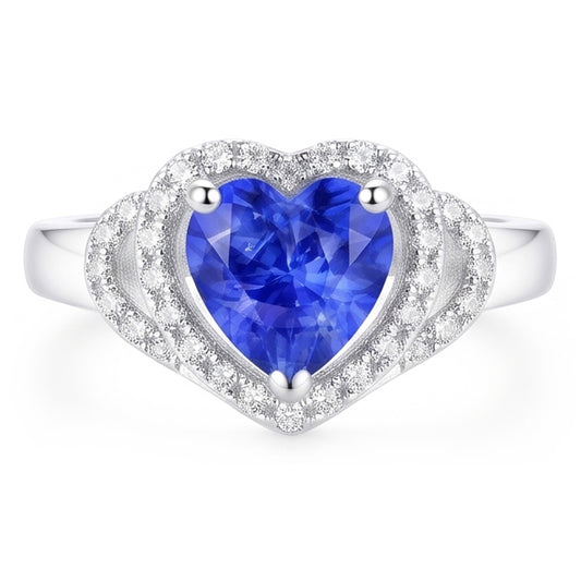 Natural Sapphire Ring 3ct - White Gold 14K