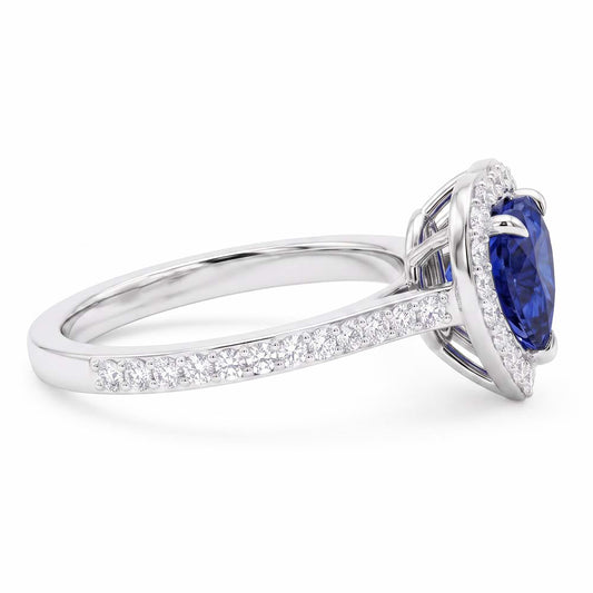 Natural Sapphire Ring 3ct - White Gold 14K