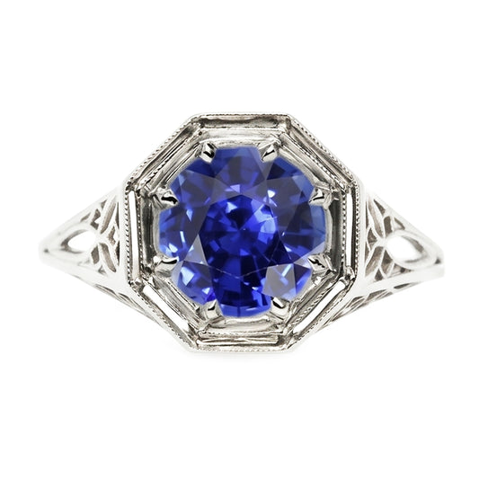 Natural Sapphire Ring 3ct - White Gold 14K