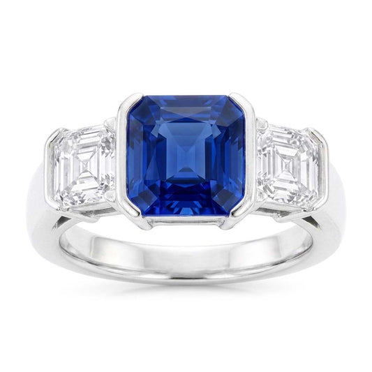 Natural Sapphire Ring 3ct - White Gold 14K