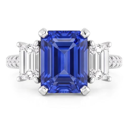Natural Sapphire Ring 3ct - White Gold 14K