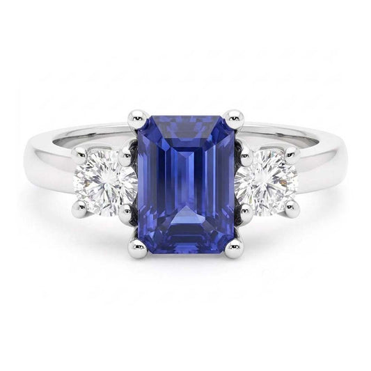 Natural Sapphire Ring 3ct - White Gold 14K