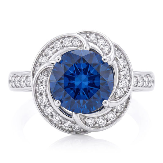 Natural Sapphire Ring 3ct - White Gold 14K