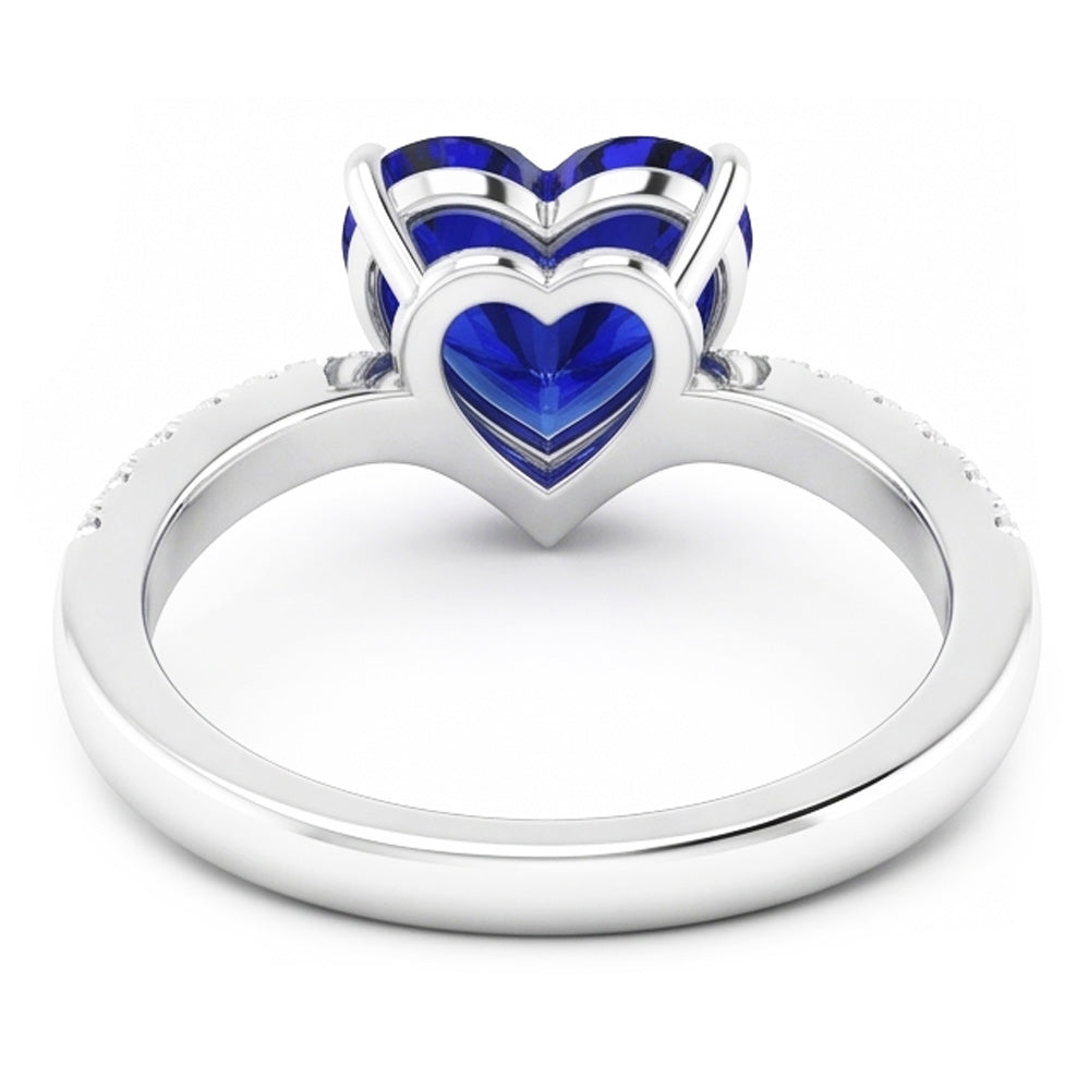 Natural Sapphire Ring 3ct - White Gold 14K