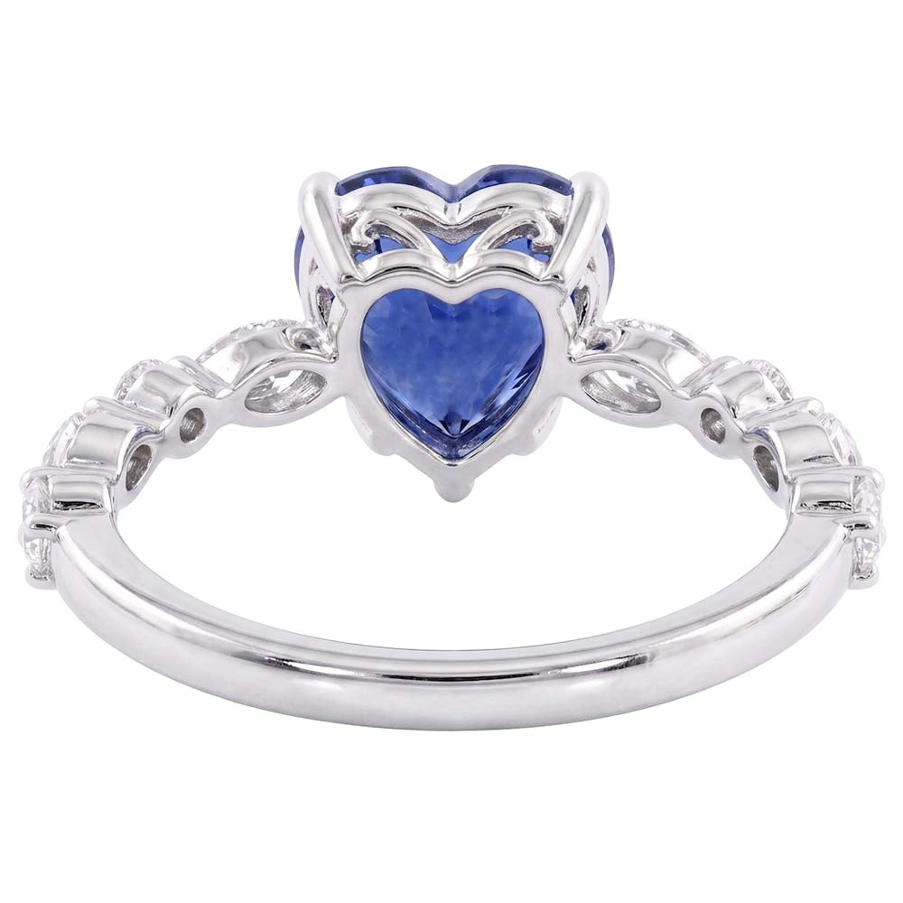 Natural Sapphire Ring 3ct - White Gold 14K