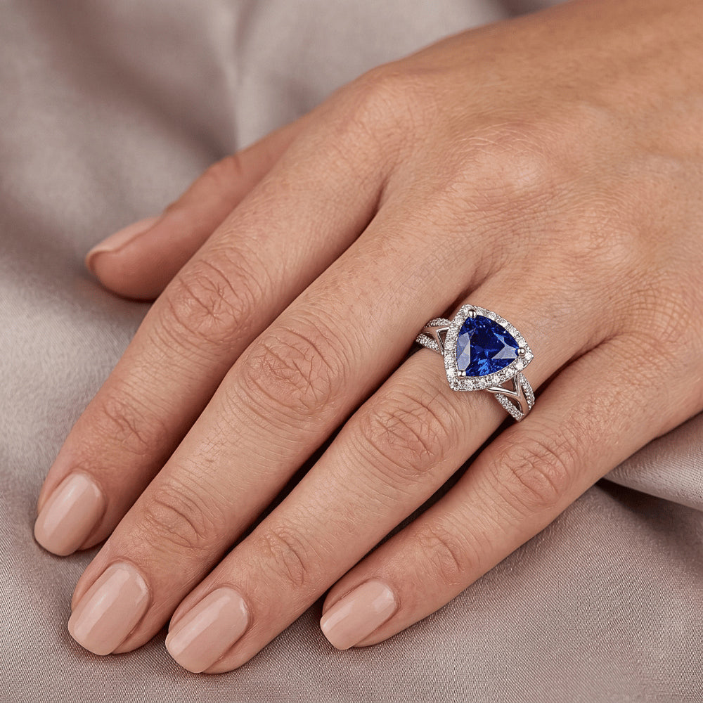 Natural Sapphire Ring 3ct - White Gold 14K