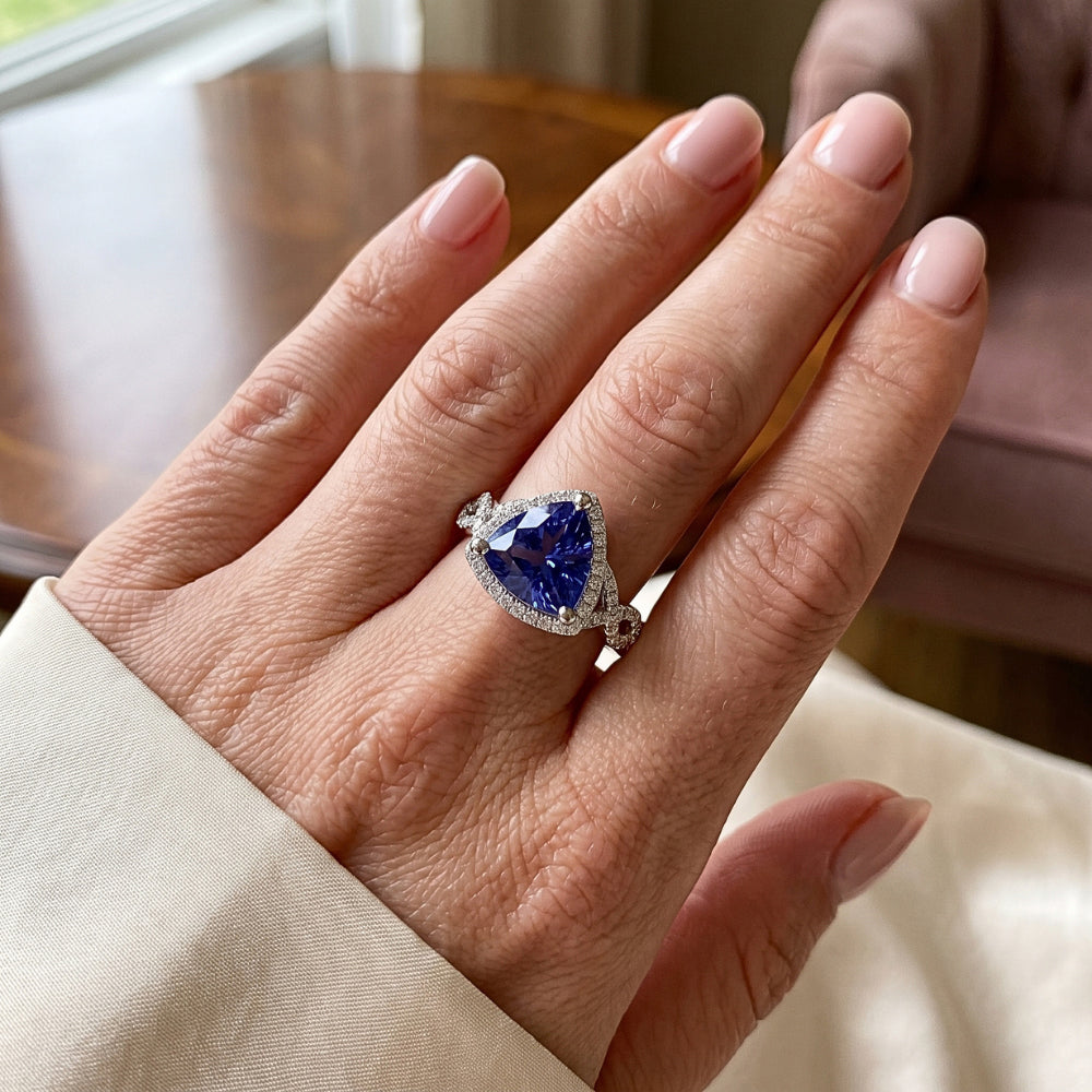 Natural Sapphire Ring 3ct - White Gold 14K