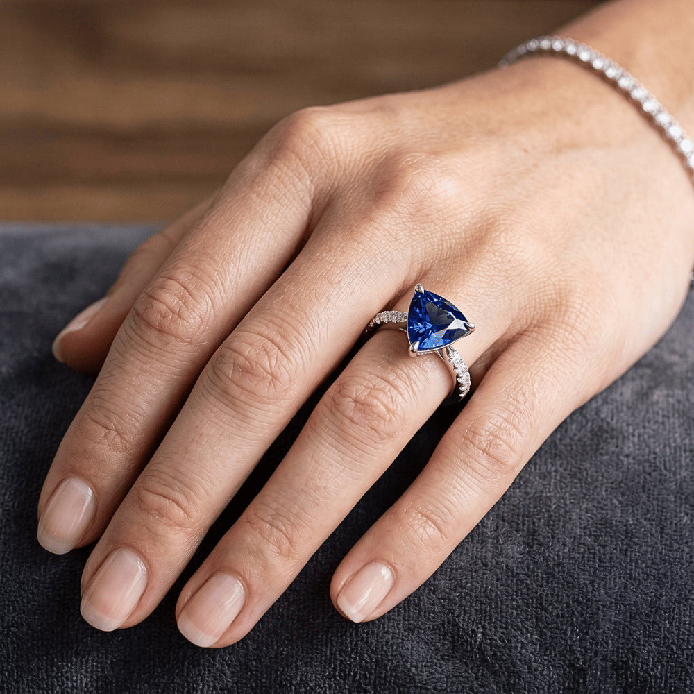 Natural Sapphire Ring 3ct - White Gold 14K