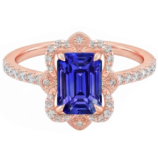 Natural Sapphire Ring 4.25ct - Rose Gold 14K