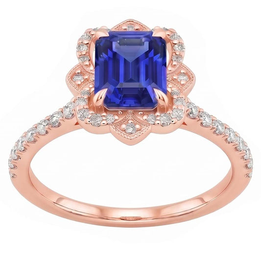 Natural Sapphire Ring 4.25ct - Rose Gold 14K