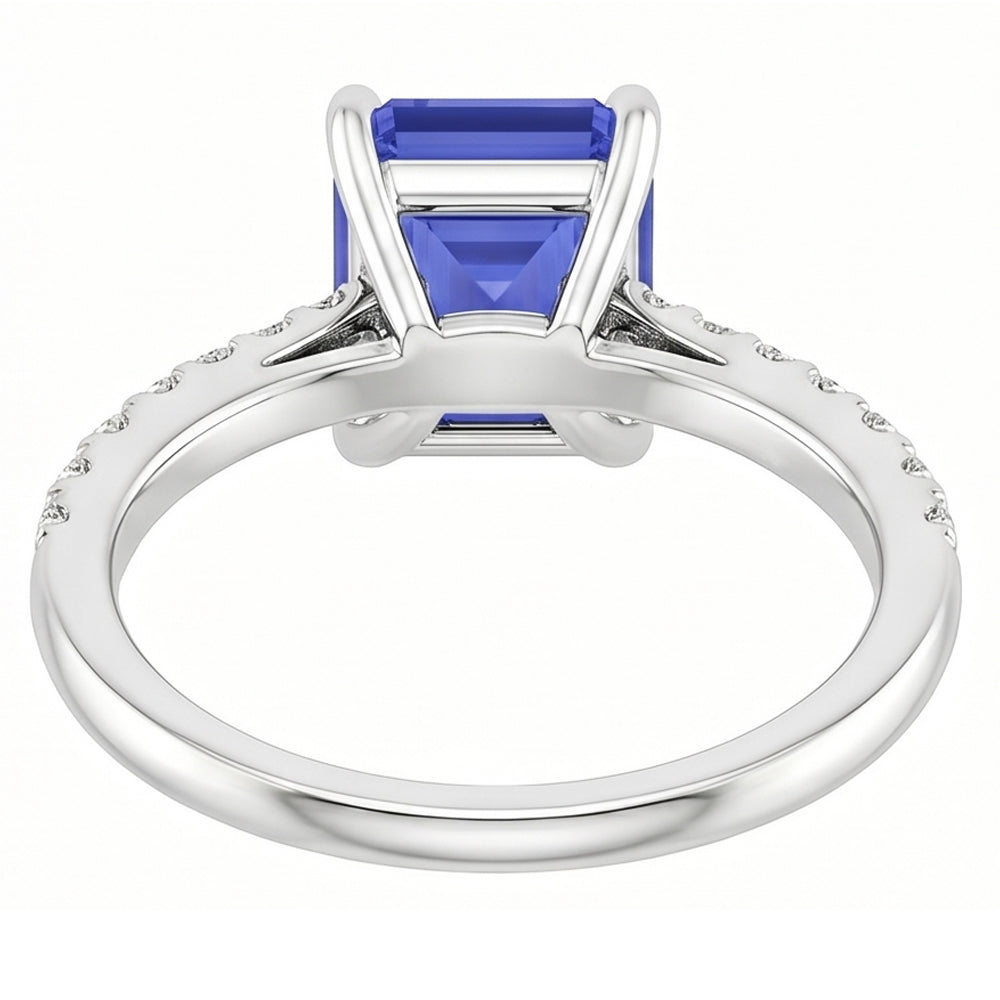 Natural Sapphire Ring 4.25ct - White Gold 14K