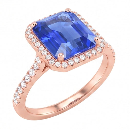 Natural Sapphire Ring 4.50ct - Rose Gold 14K