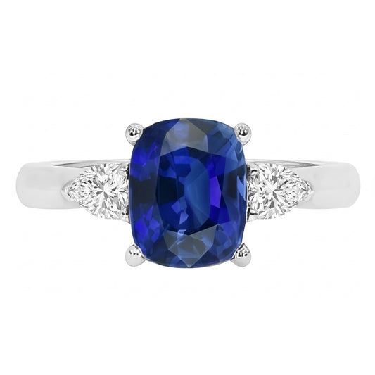 Natural Sapphire Ring 4.50ct - White Gold 14K