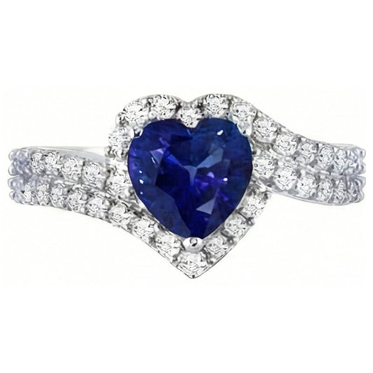 Natural Sapphire Ring 4.50ct - White Gold 14K