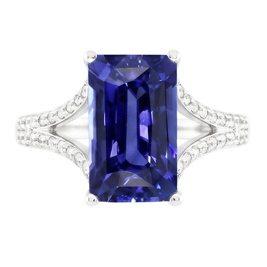 Natural Sapphire Ring 4.50ct - White Gold 14K