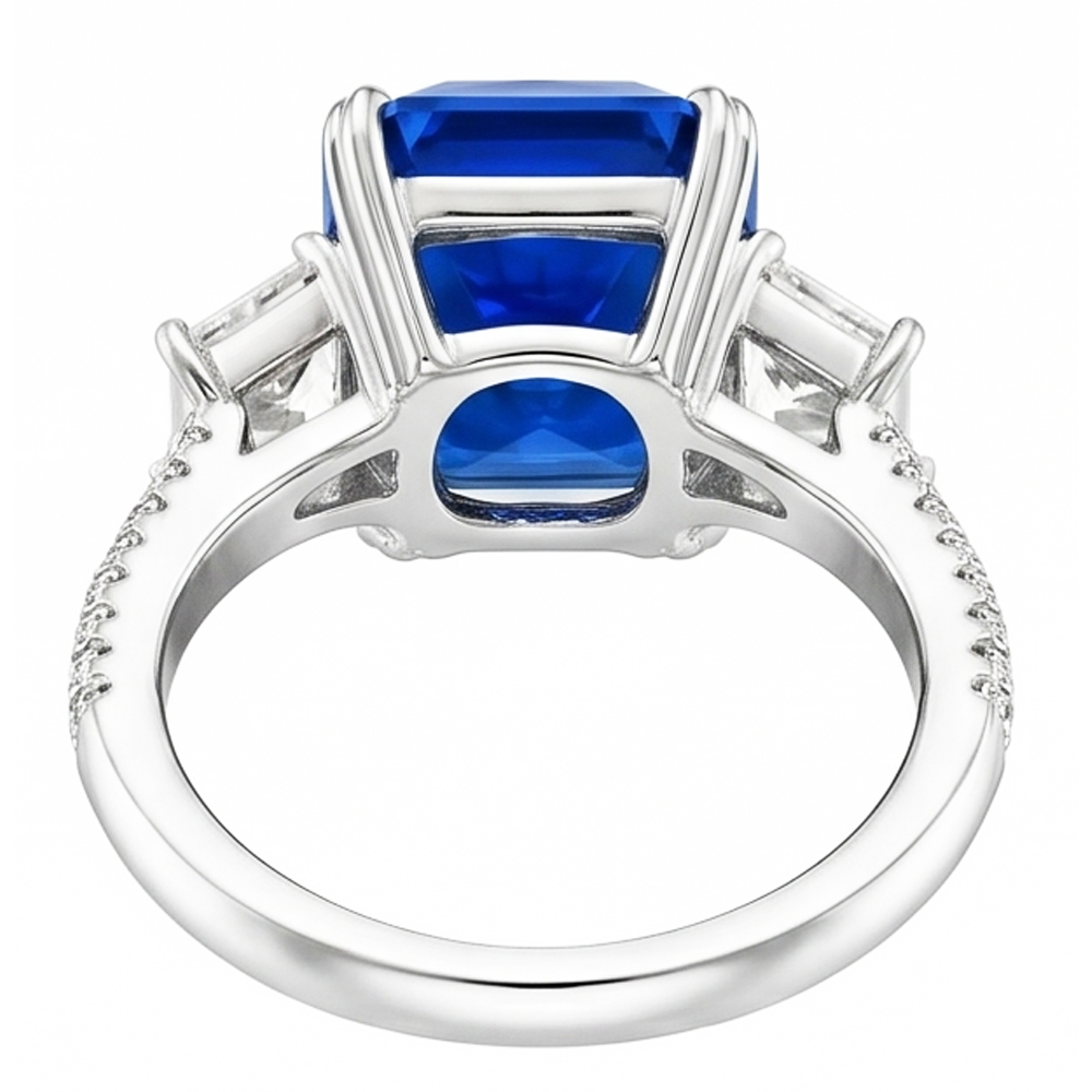 Natural Sapphire Ring 4.50ct - White Gold 14K