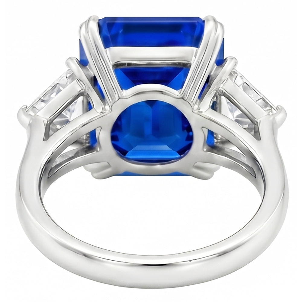 Natural Sapphire Ring 4.50ct - White Gold 14K