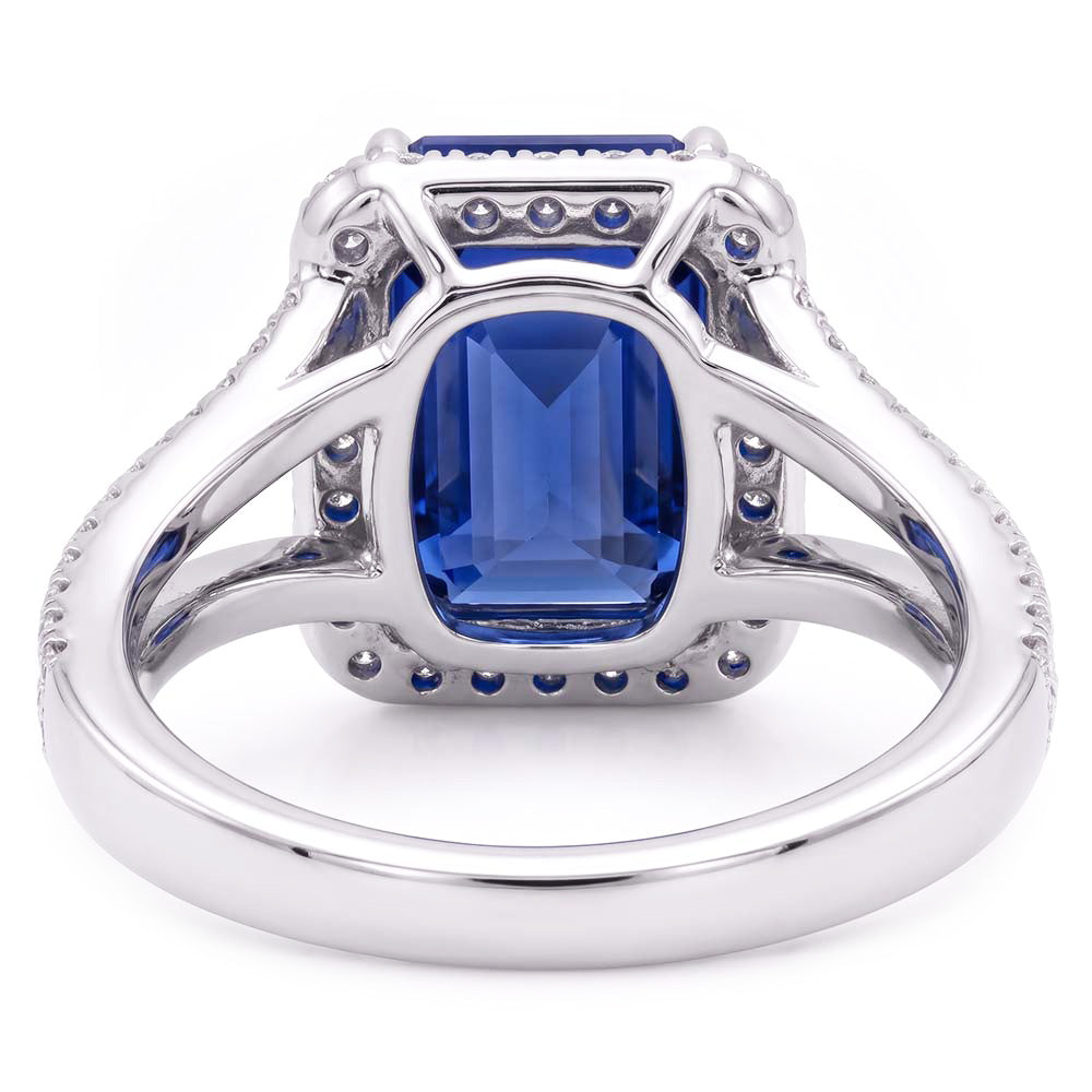 Natural Sapphire Ring 4.50ct - White Gold 14K
