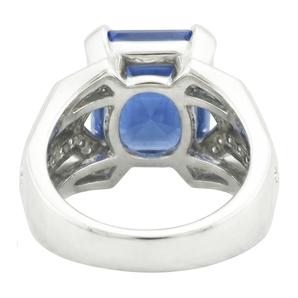 Natural Sapphire Ring 4.50ct - White Gold 14K