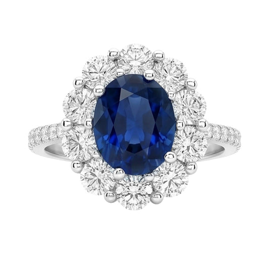 Natural Sapphire Ring 4.75ct - White Gold 14K