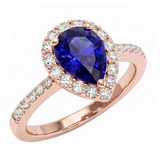 Natural Sapphire Ring 4ct - Rose Gold 14K