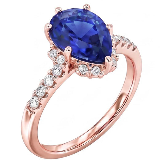 Natural Sapphire Ring 4ct - Rose Gold 14K