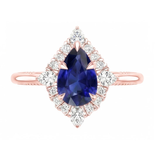 Natural Sapphire Ring 4ct - Rose Gold 14K