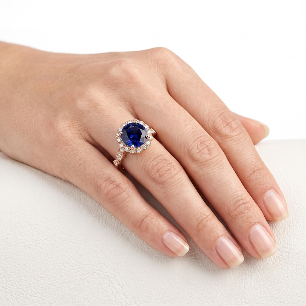 Natural Sapphire Ring 4ct - Rose Gold 14K
