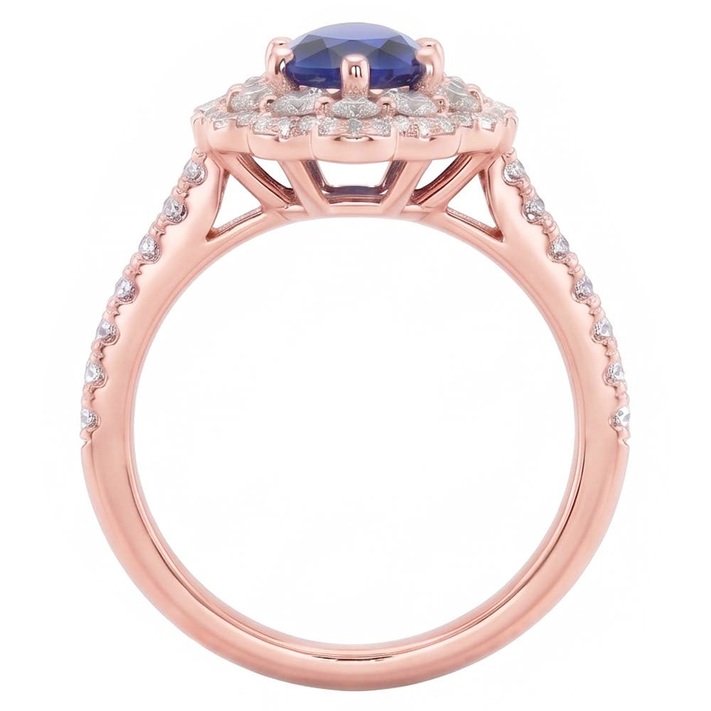 Natural Sapphire Ring 4ct - Rose Gold 14K
