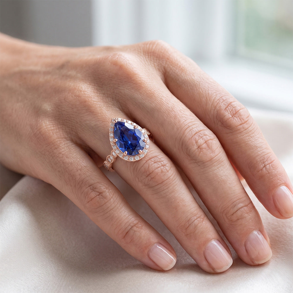 Natural Sapphire Ring 4ct - Rose Gold 14K