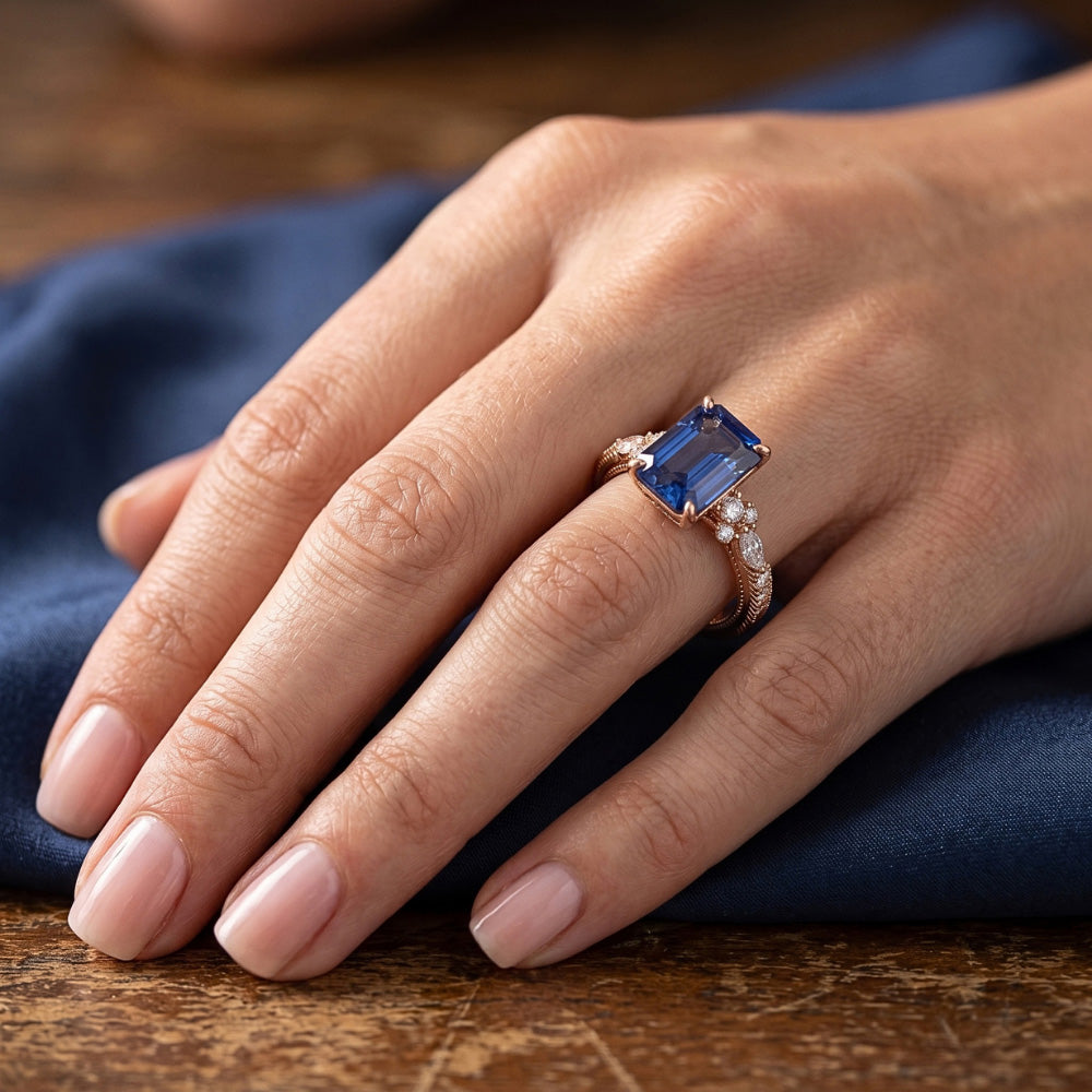 Natural Sapphire Ring 4ct - Rose Gold 14K