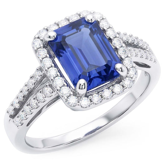 Natural Sapphire Ring 4ct - White Gold 14K