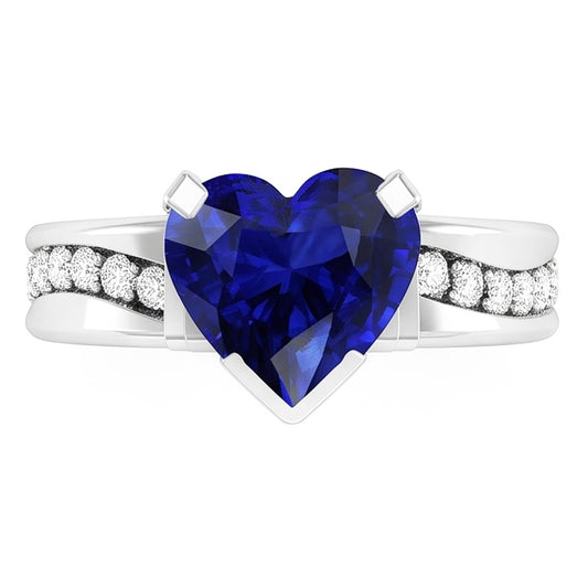 Natural Sapphire Ring 4ct - White Gold 14K