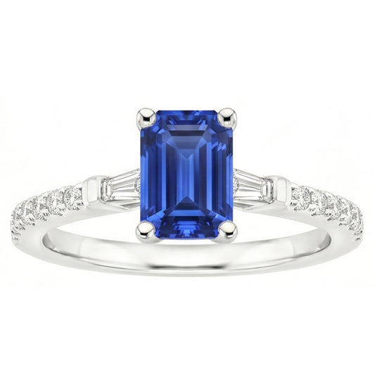 Natural Sapphire Ring 4ct - White Gold 14K