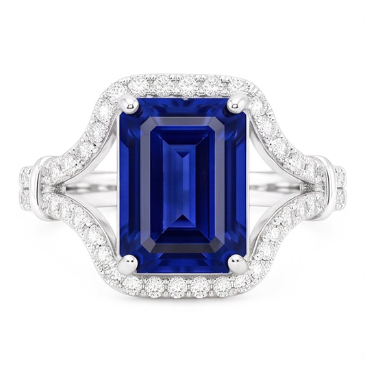Natural Sapphire Ring 4ct - White Gold 14K