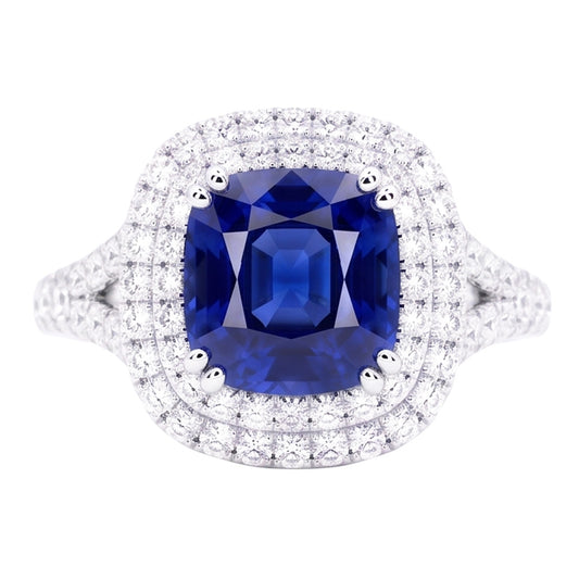 Natural Sapphire Ring 4ct - White Gold 14K