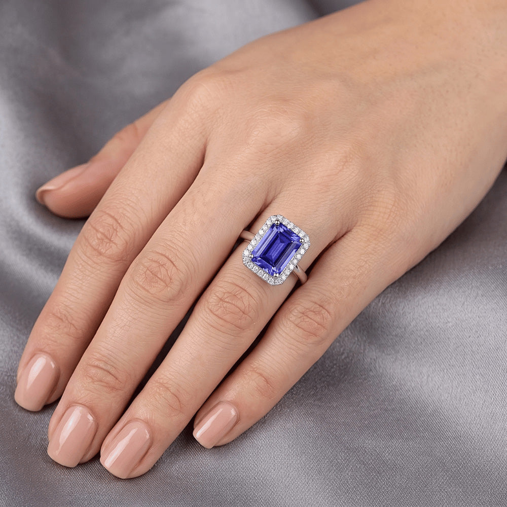 Natural Sapphire Ring 4ct - White Gold 14K
